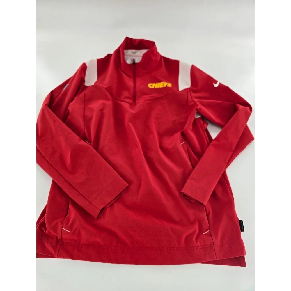 Nike NFL On Field Jacket‎ Men's M Red Kansas City Chiefs Quarter Zip Rain